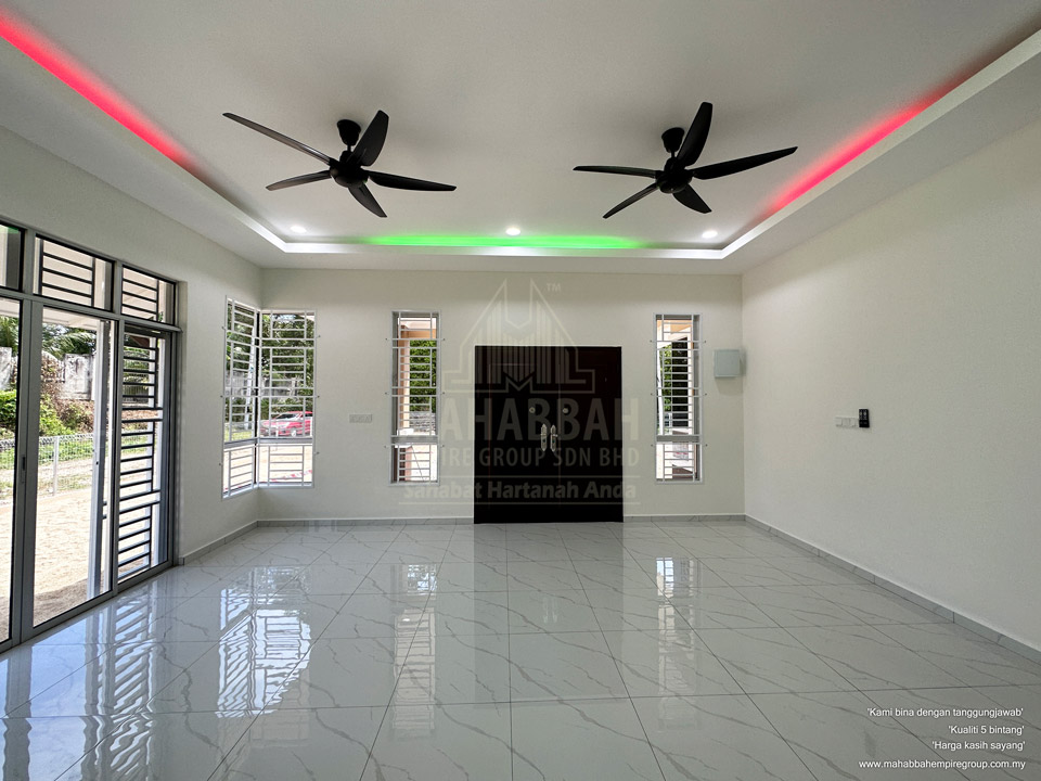 Ruang Tamu dan Keluarga Rumah Siap Banglo Mampu Milik PT3249 MDH03 Villa Danniell (Type) Tebing Tinggi Tanah Merah