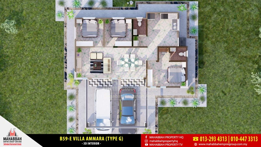 3D Interior Reka bentuk/ Model Banglo Mampu Milik MEGSB B59-E Villa Ammara (Type G)
