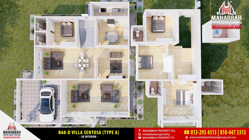 3D Interior Model Rekabentuk Banglo MEGSB B68-D Villa Sentosa (type A)