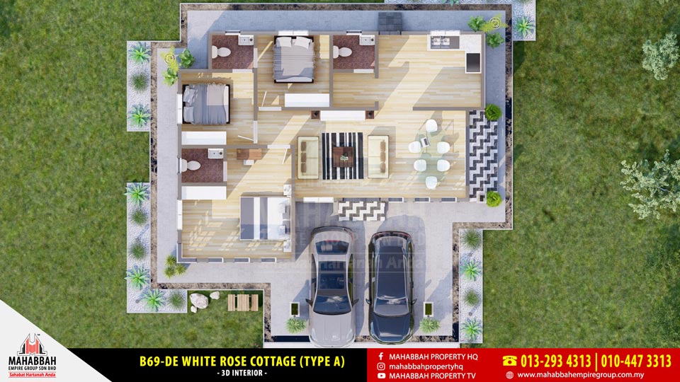 3D Interior - Model Rekabentuk Banglo MEGSB B69-DE White Rose Cottage (Type A)