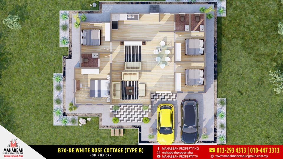 3D Interior Model Rekabentuk Banglo MEGSB B70-DE White Rose Cottage (Type B)
