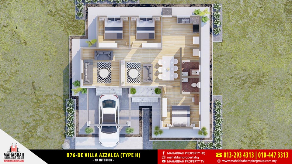 3D Interior Rekabentuk Banglo Eksklusif Mahabbah Dream Home B76-DE Villa Azzalea (Type H)