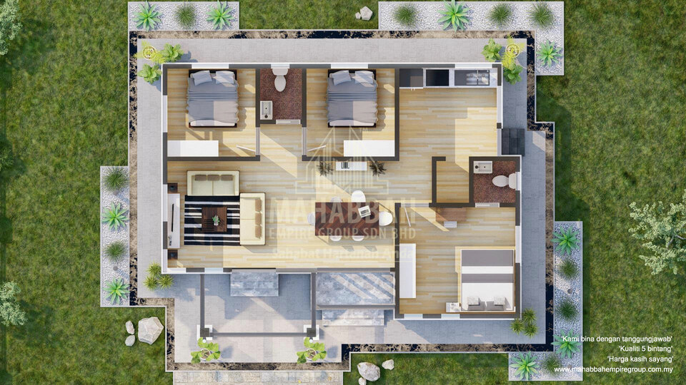 3D Interior Model/ Reka bentuk Banglo Mampu Milik MEGSB B30-E Villa Rahmah (Type D)