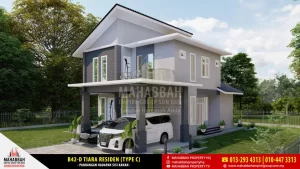Pandangan Sisi Reka bentuk Banglo Mampu Milik MEGSB B42-D Tiara Residen (Type C)