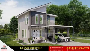 Pandangan Sisi Reka bentuk Banglo Mampu Milik MEGSB B42-D Tiara Residen (Type C)