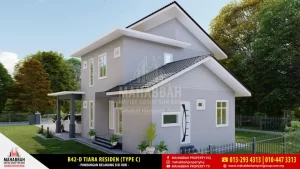 Pandangan Belakang Reka bentuk Banglo Mampu Milik MEGSB B42-D Tiara Residen (Type C)