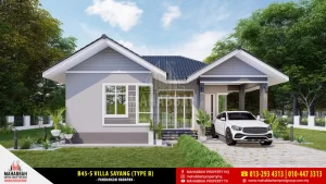 Pandangan Hadapan Banglo Mampu Milik MEGSB B45-S Villa Sayang (Type B)