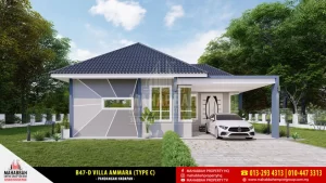 Pandangan Hadapan Reka bentuk/ Model Banglo MEGSB B47-D Villa Ammara (Type C)