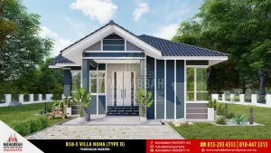 Pandangan Hadapan Reka Bentuk/ Model Banglo Mampu Milik MEGSB B58-E Villa Nuha (Type D)