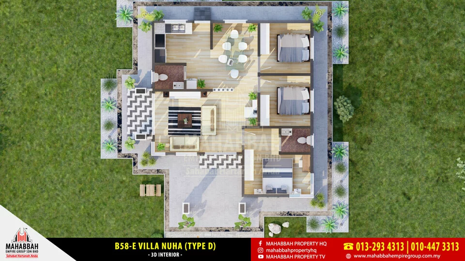 3D Interior Reka Bentuk/ Model Banglo Mampu Milik MEGSB B58-E Villa Nuha (Type D)