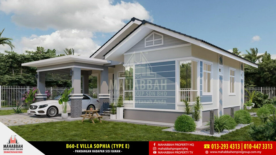 Pandangan Sisi Reka Bentuk/ Model Banglo Mampu Milik MEGSB B60-E Villa Sophia (Type E)