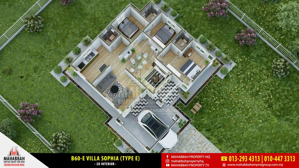 3D Interior Reka Bentuk/ Model Banglo Mampu Milik MEGSB B60-E Villa Sophia (Type E)
