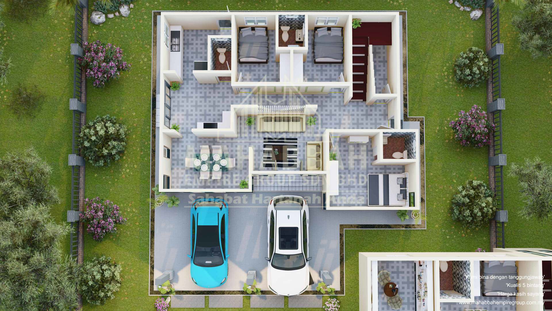 D03 Villa Danish 3D Interior Tingkat 1