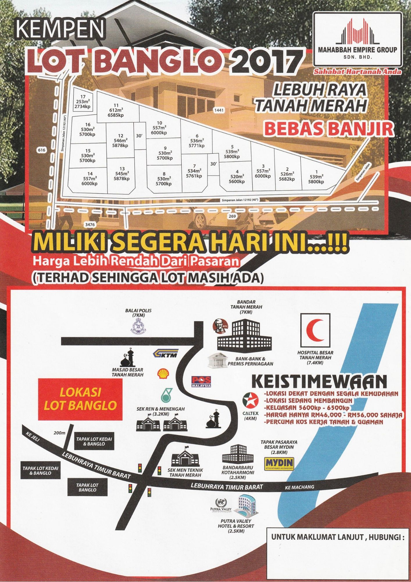 Flyers Tanah Lot Banglo Untuk Dijual di Tebing Tinggi, Tanah Merah (TM2)