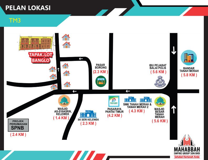 Pelan Lokasi Tanah Lot Mampu Milik di Kelewek Tanah Merah (TM3)