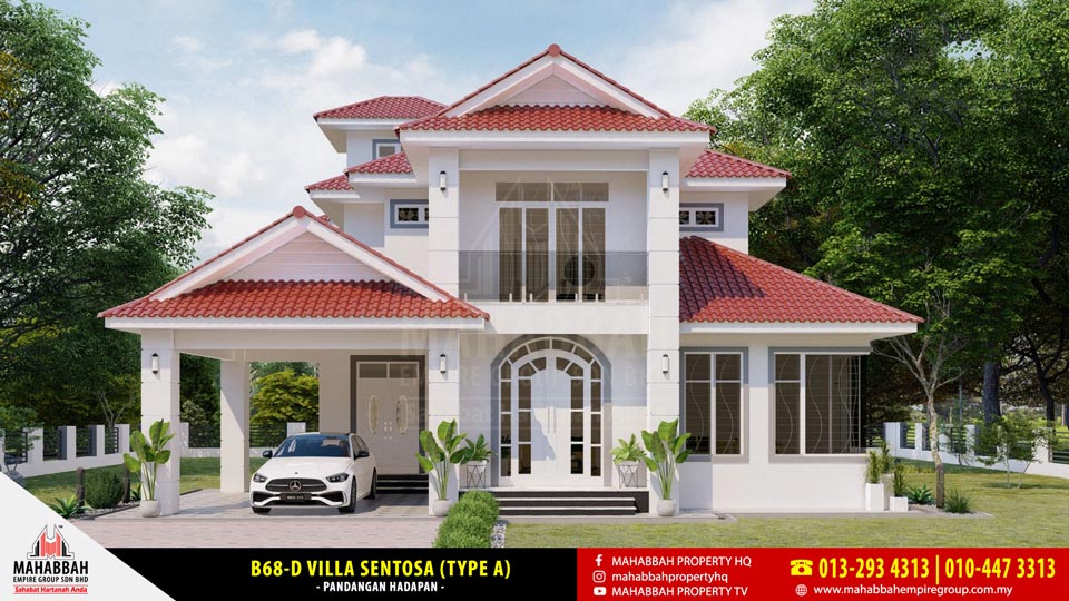 Pandangan Hadapan - Model Rekabentuk Banglo MEGSB B68-D Villa Sentosa (type A)
