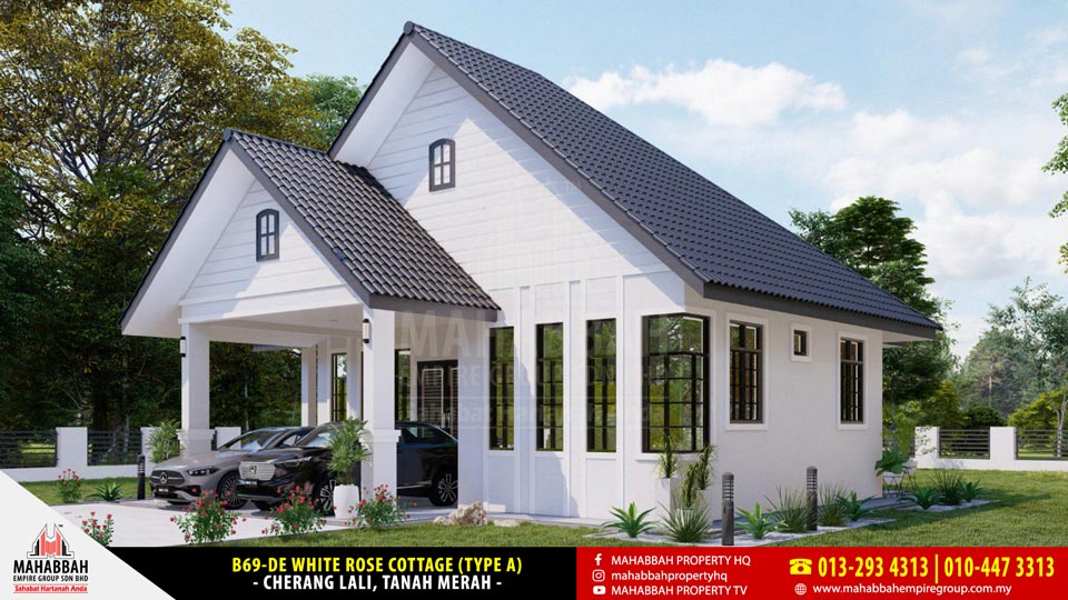 Cherang Lali Tanah Merah - Model Rekabentuk Banglo MEGSB B69-DE White Rose Cottage (Type A)