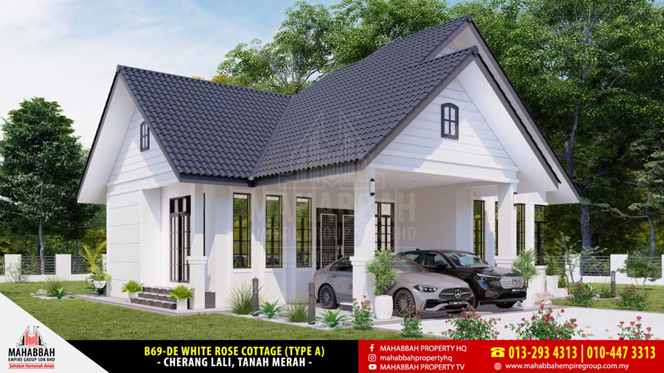 Cherang Lali Tanah Merah - Model Rekabentuk Banglo MEGSB B69-DE White Rose Cottage (Type A)