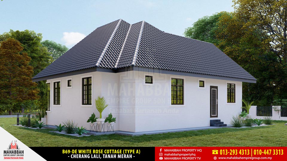 Cherang Lali Tanah Merah - Model Rekabentuk Banglo MEGSB B69-DE White Rose Cottage (Type A)