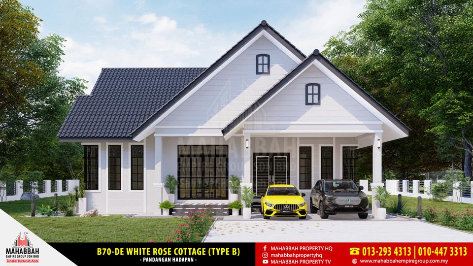 Pandangan Hadapan - Model Rekabentuk Banglo MEGSB B70-DE White Rose Cottage (Type B)