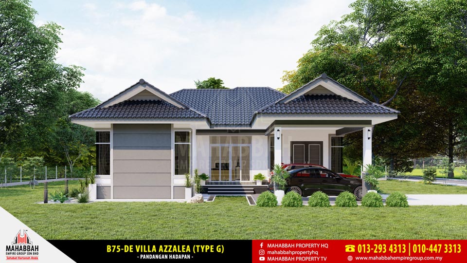 Pandangan Hadapan Rekabentuk Banglo Eksklusif Mahabbah Dream Home B75-DE Villa Azzalea (Type G)