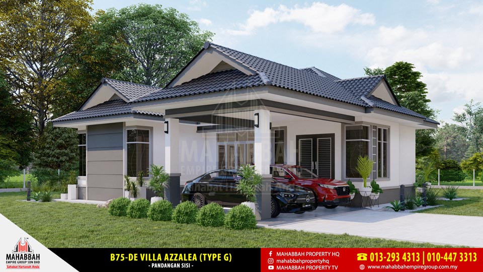 Pandangan Sisi Rekabentuk Banglo Eksklusif Mahabbah Dream Home B75-DE Villa Azzalea (Type G)