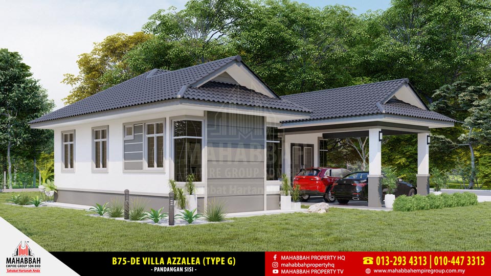 Pandangan Sisi Rekabentuk Banglo Eksklusif Mahabbah Dream Home B75-DE Villa Azzalea (Type G)