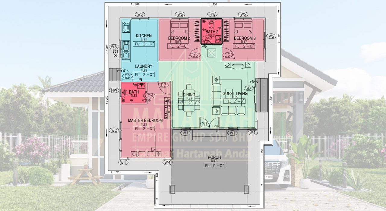 Pelan Interior B13-E Villa Danniell (Type B) Mahabbah Empire Group Sdn Bhd