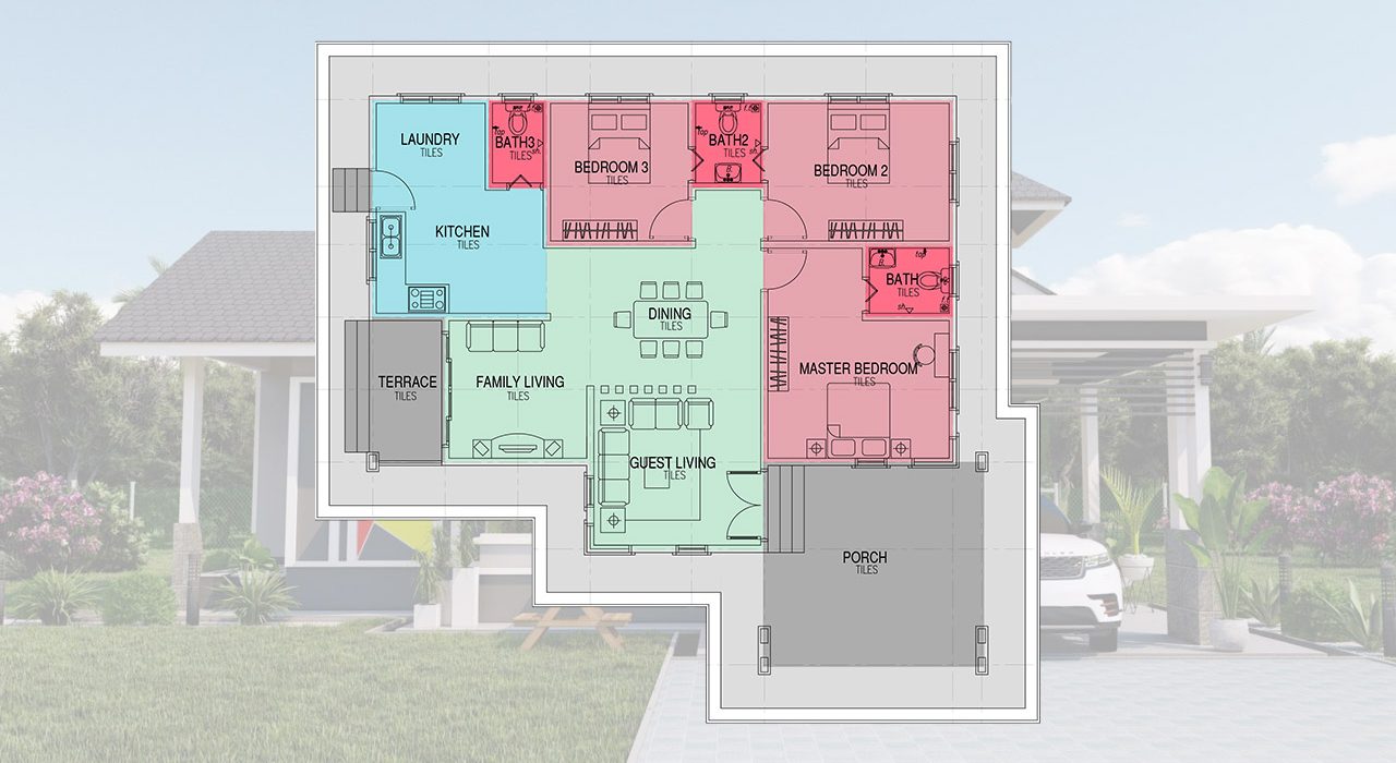 Pelan Lantai PT9039 Villa Sophia (Type A) di Kelewek Tanah Merah