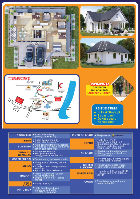 Banglo Mampu Milik MEGSB Mahabbah Dream Home (MDH) MDH04-DE White Rose Cottage (Type A) Cherang Lali, Tanah Merah, Kelantan