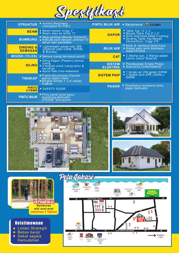 Banglo Mampu Milik Mahabbah Dream Home (MDH) White Rose Cottage (Type A) Mukim Telong Dekat Mardi Bachok Kelantan