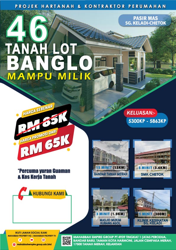 (Front) Flyers Tanah Lot Banglo di Sg Keladi Chetok Pasir Mas PM2
