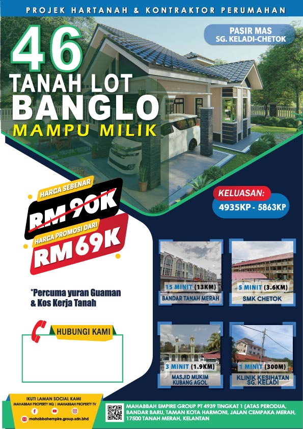 (Front) Flyers Tanah Lot Banglo di Sg Keladi Chetok Pasir Mas PM2
