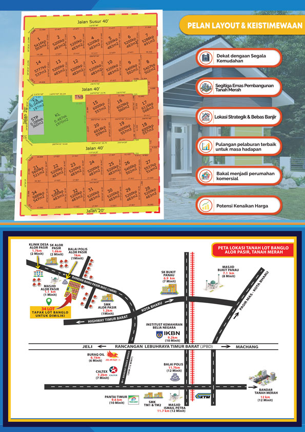 Flyers Tanah Lot Banglo Mampu Milik di Alor Pasir Tanah Merah (TM10) (back)
