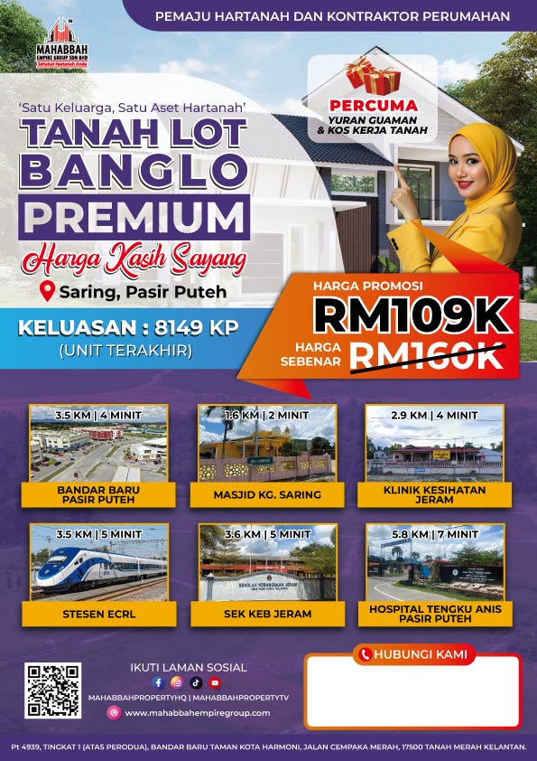 Flyers Tanah Lot Banglo Mampu Milik di Saring Pasir Puteh Kelantan (PP3)