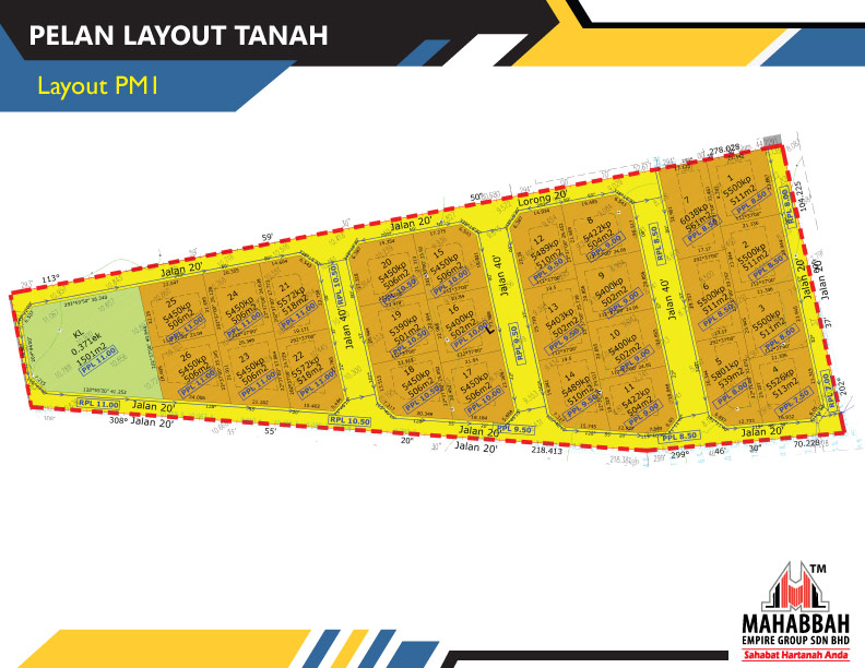 Pelan Layout Tanah Lot di Rantau Panjang, Pasir Mas (PM1) - Projek Mahabbah Property