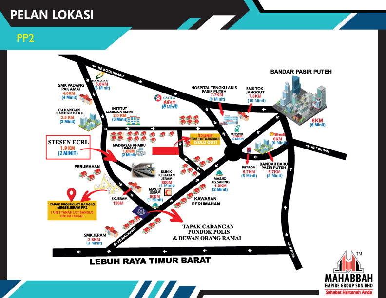 Plan Lokasi Tanah Lot Banglo Mampu Milik Untuk Dijual di Mukim Jeram, Pasir Puteh (PP2)