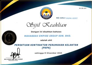 Sijil Keahlian Persatuan Kontraktor Perumahan Kelantan (PKPK)