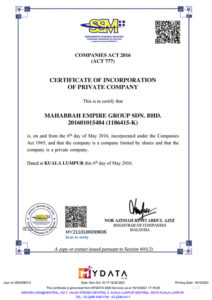 Sijil SSM Mahabbah Empire Group Sdn Bhd